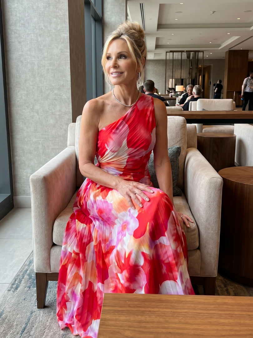 Taya | Asymmetrical Pleated Midi Dress with One Shoulder Design