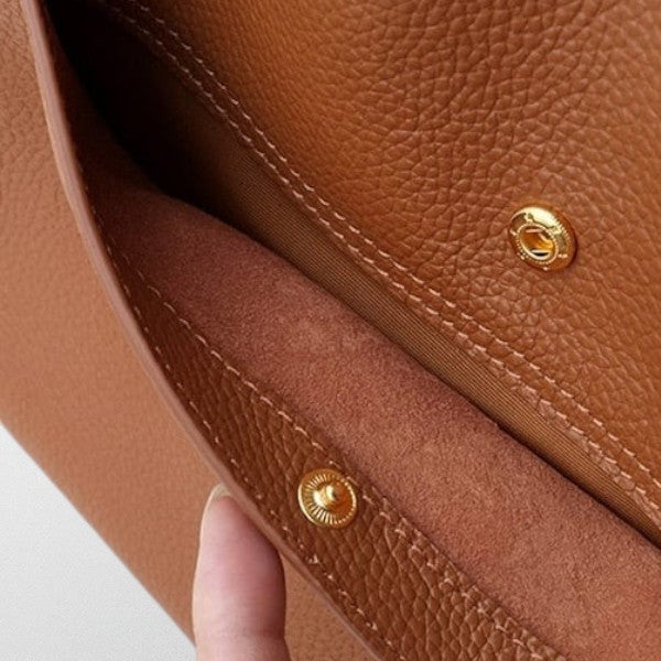 Valérie Dupré - Classic Solid Color Genuine Leather Shoulder Bag
