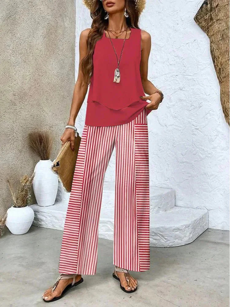 Ovelynra™ | Sleeveless Top & Wide-Leg Pants Ensemble