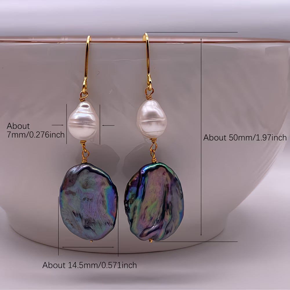 LYRA | Peacock Pearl Dangle Earrings