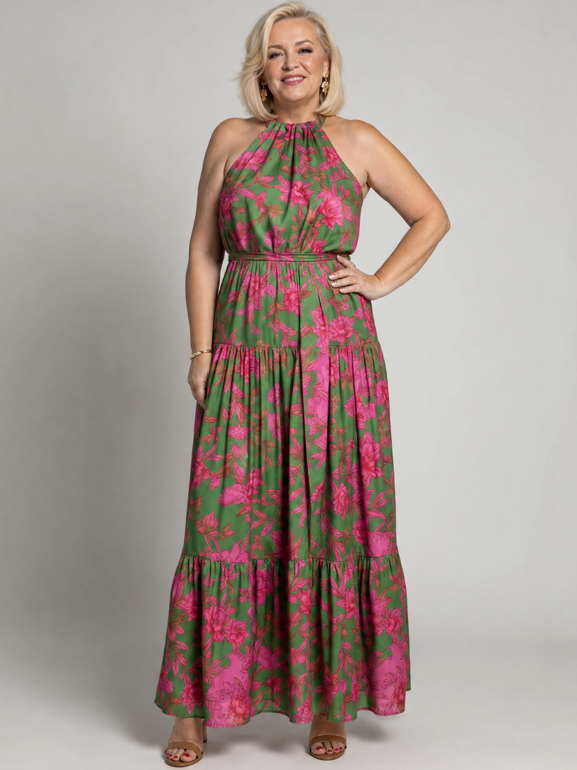 Rowen | Flowing Halter Midi Dress