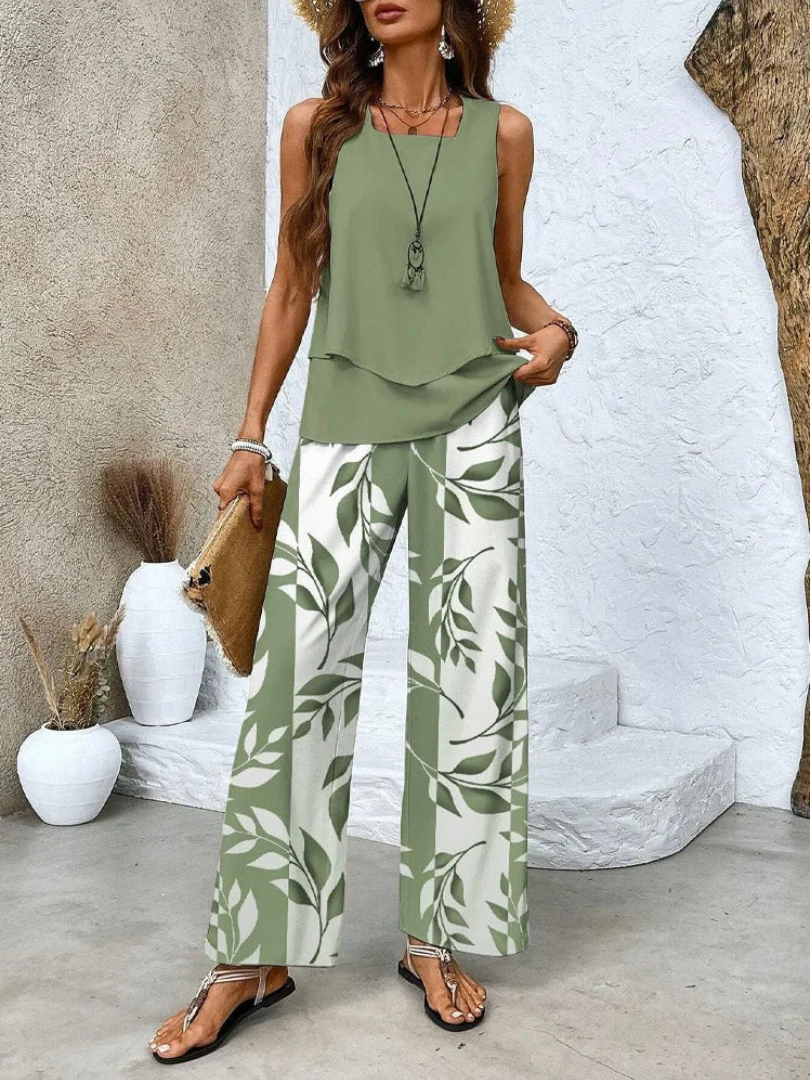 Ovelynra™ | Sleeveless Top & Wide-Leg Pants Ensemble