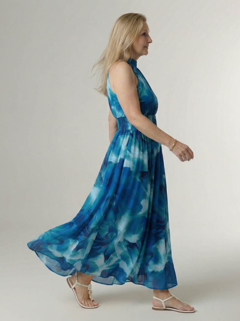 Sylin | Halter Midi Dress with Gathered Design