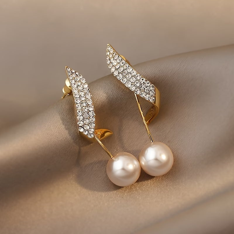 Larkspur Crystal Plume Pearl Earrings