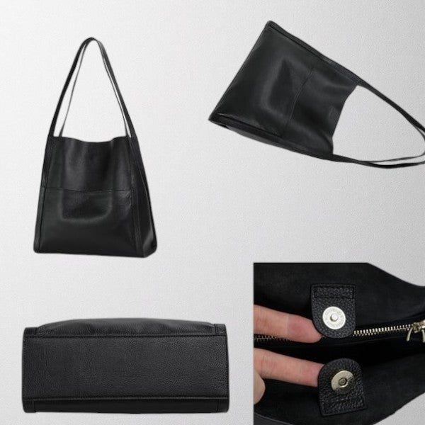 Valérie Dupré - Classic Solid Color Genuine Leather Shoulder Bag