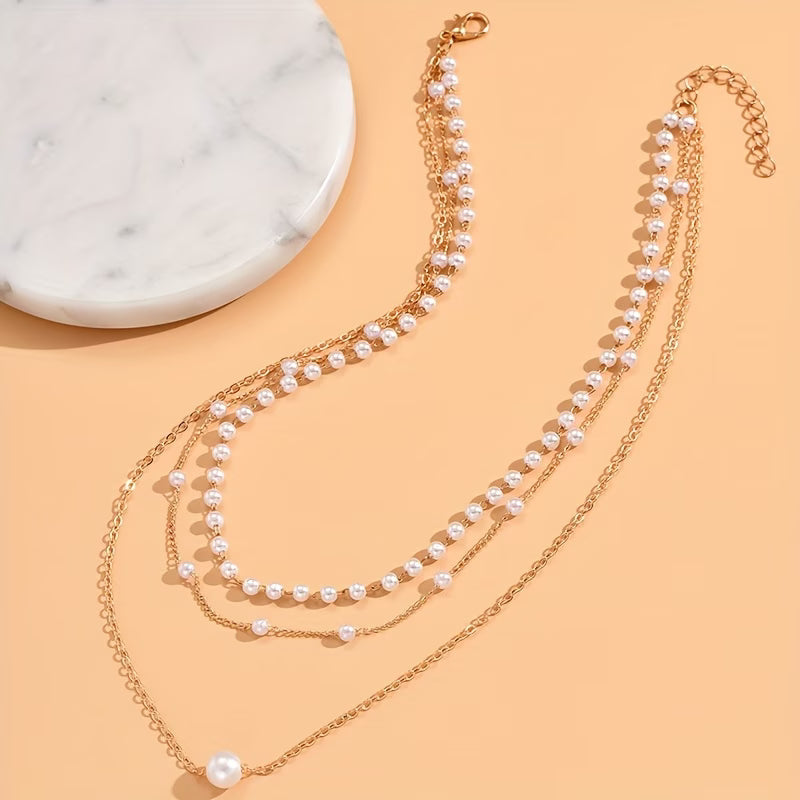 TRINITY PEARL LAYERED NECKLACE SET