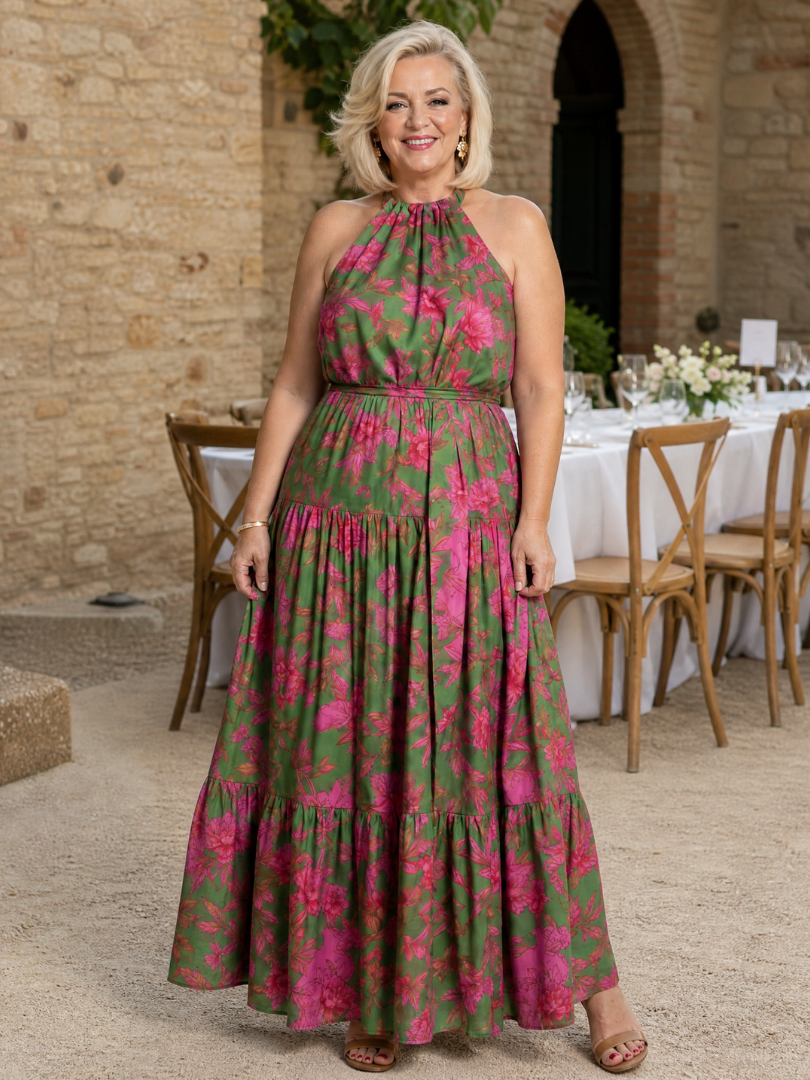 Rowen | Flowing Halter Midi Dress
