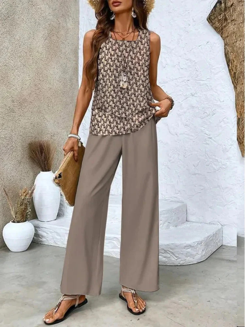 Ovelynra™ | Sleeveless Top & Wide-Leg Pants Ensemble
