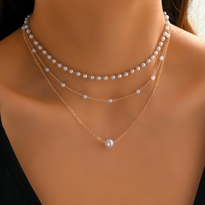 TRINITY PEARL LAYERED NECKLACE SET