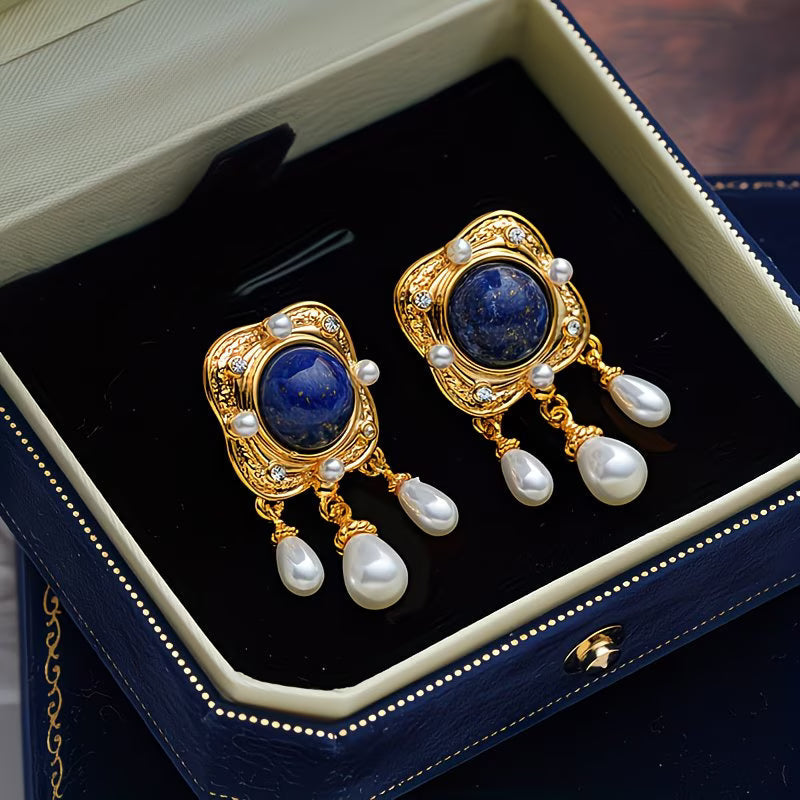 SAPPHIRA | Elegant Royal Blue Pearl Chandelier Earrings