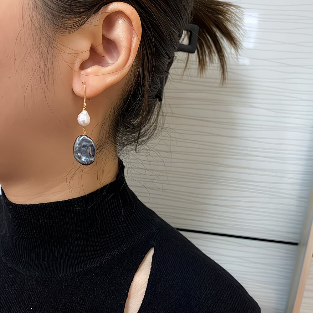LYRA | Peacock Pearl Dangle Earrings