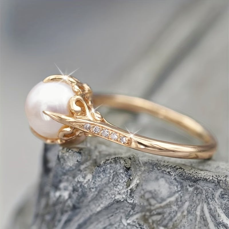 CRYSTELLA | Elegant Pearl and Crystal Ring