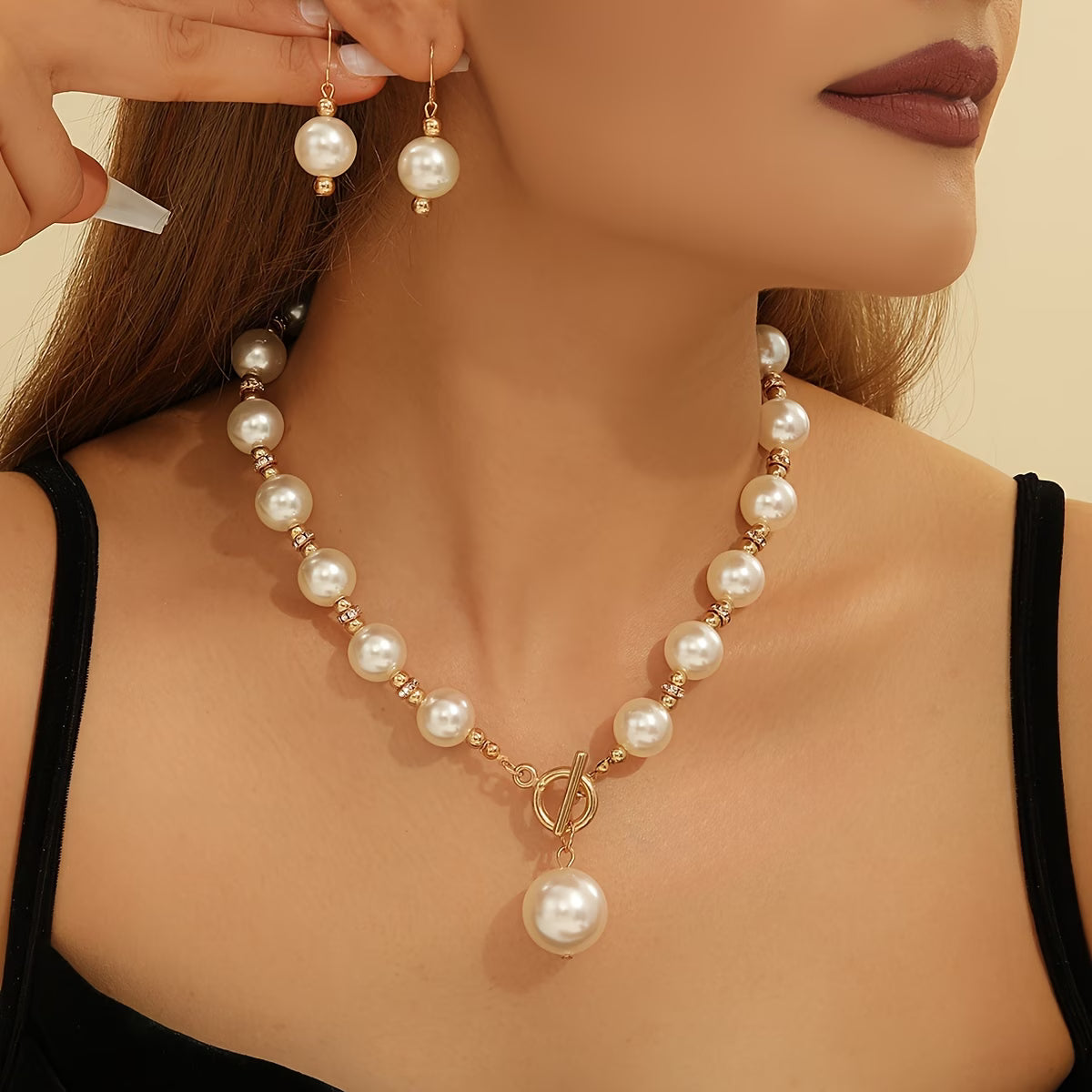 VALENCIA | Statement Chunky Pearl Necklace Set