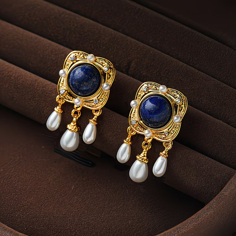 SAPPHIRA | Elegant Royal Blue Pearl Chandelier Earrings