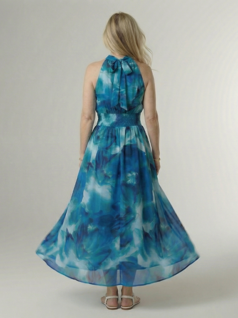 Sylin | Halter Midi Dress with Gathered Design