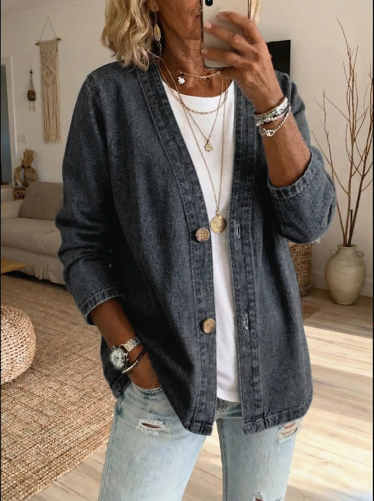 Denim Classic Button Coat