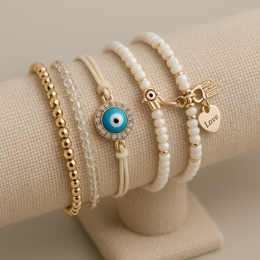 AMARA | Luxurious Gold Hamsa Bracelet Set