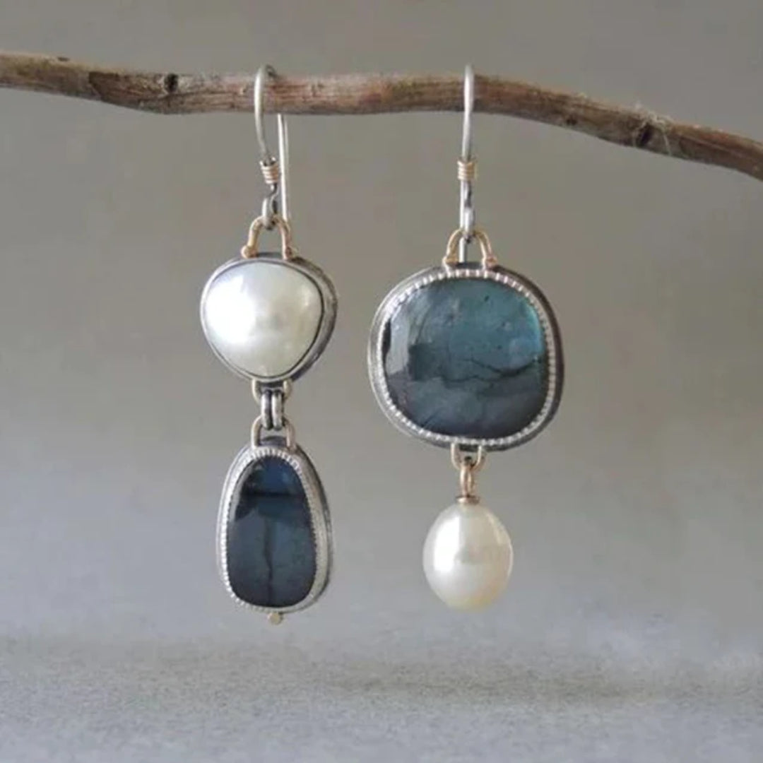 CELESTE | Sophisticated Blue Pearl Earrings