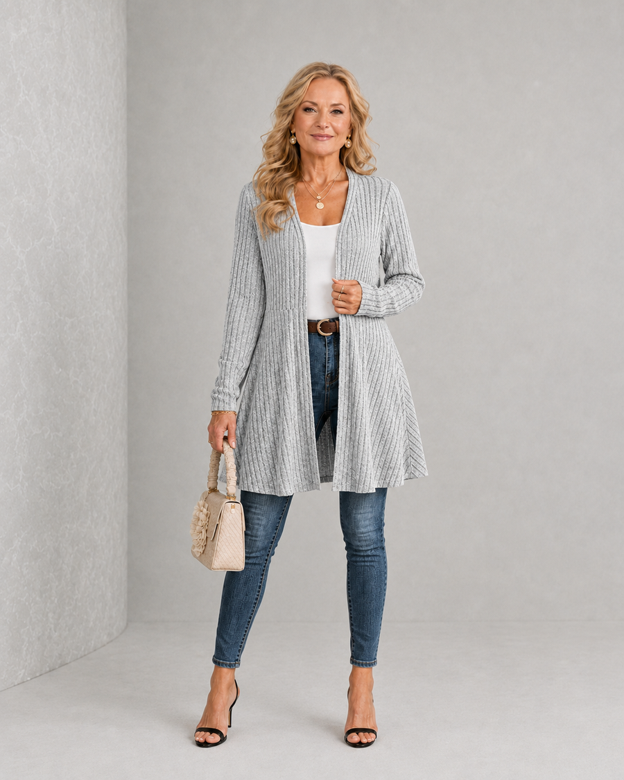 Varenna Ribbed Open-Front Cardigan