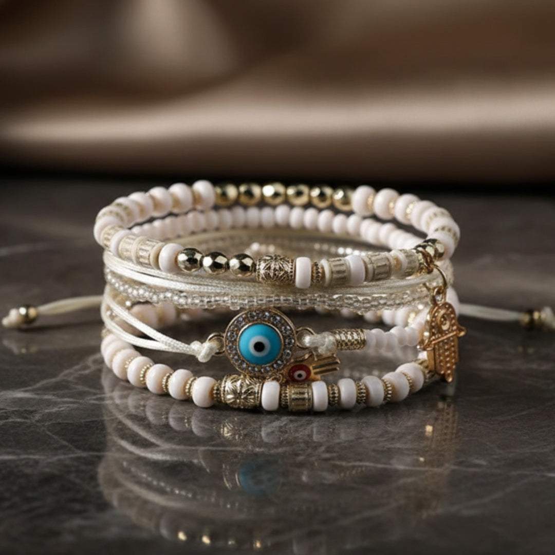 AMARA | Luxurious Gold Hamsa Bracelet Set
