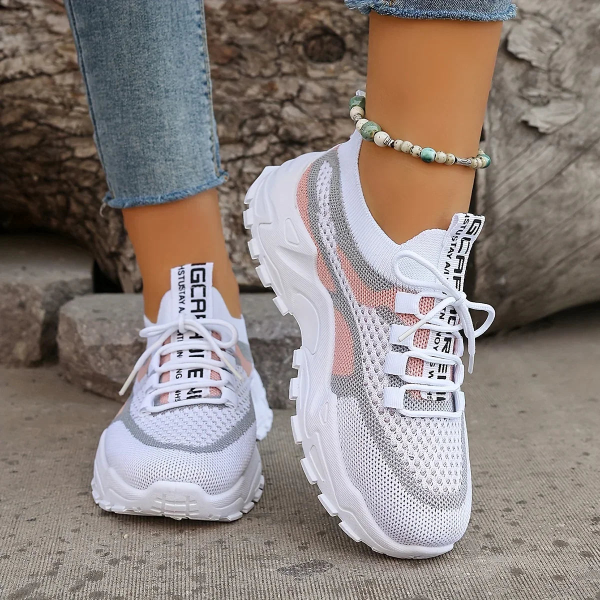 LEILA™ ORTHOPEDIC BREATHABLE LACE-UP MESH SNEAKERS
