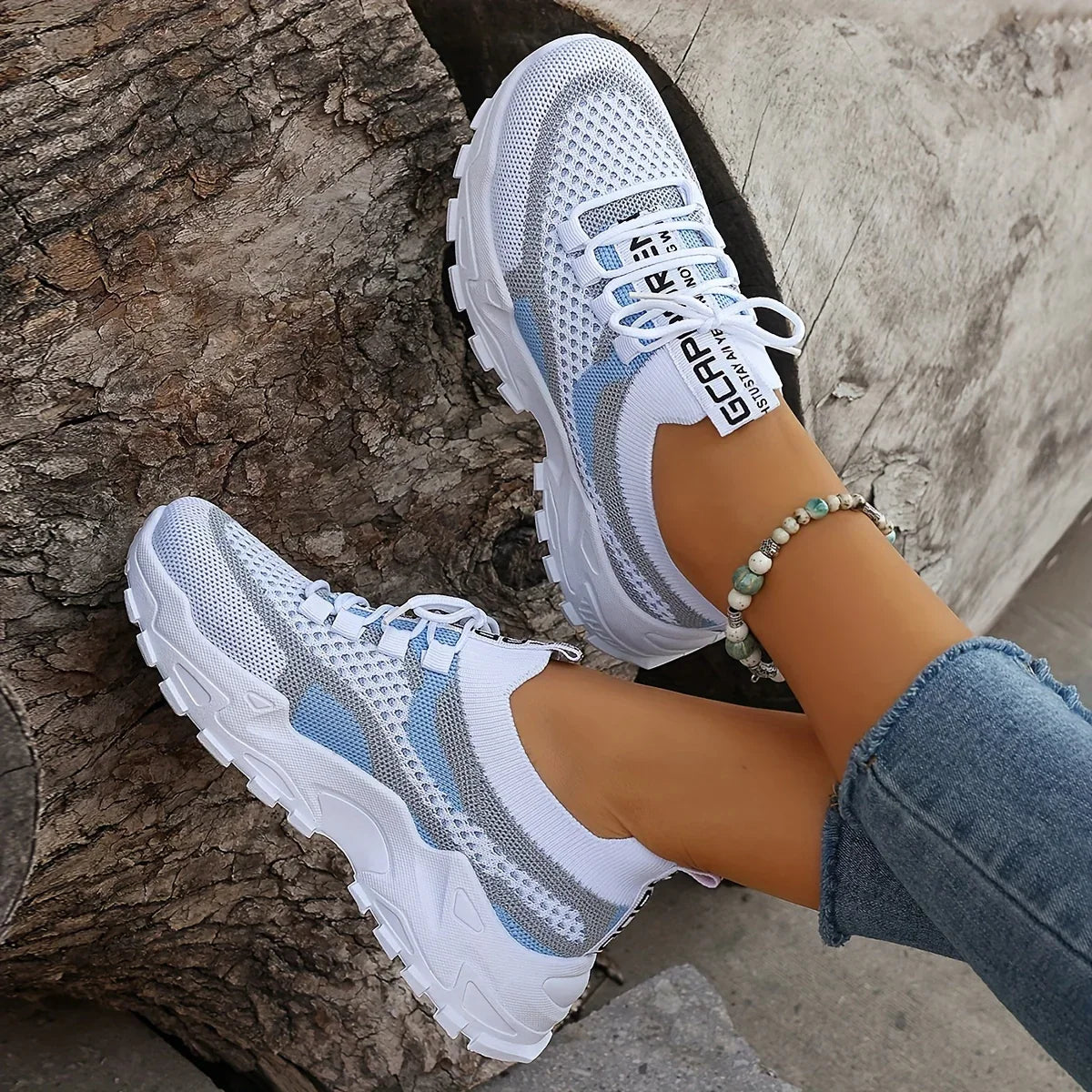 LEILA™ ORTHOPEDIC BREATHABLE LACE-UP MESH SNEAKERS