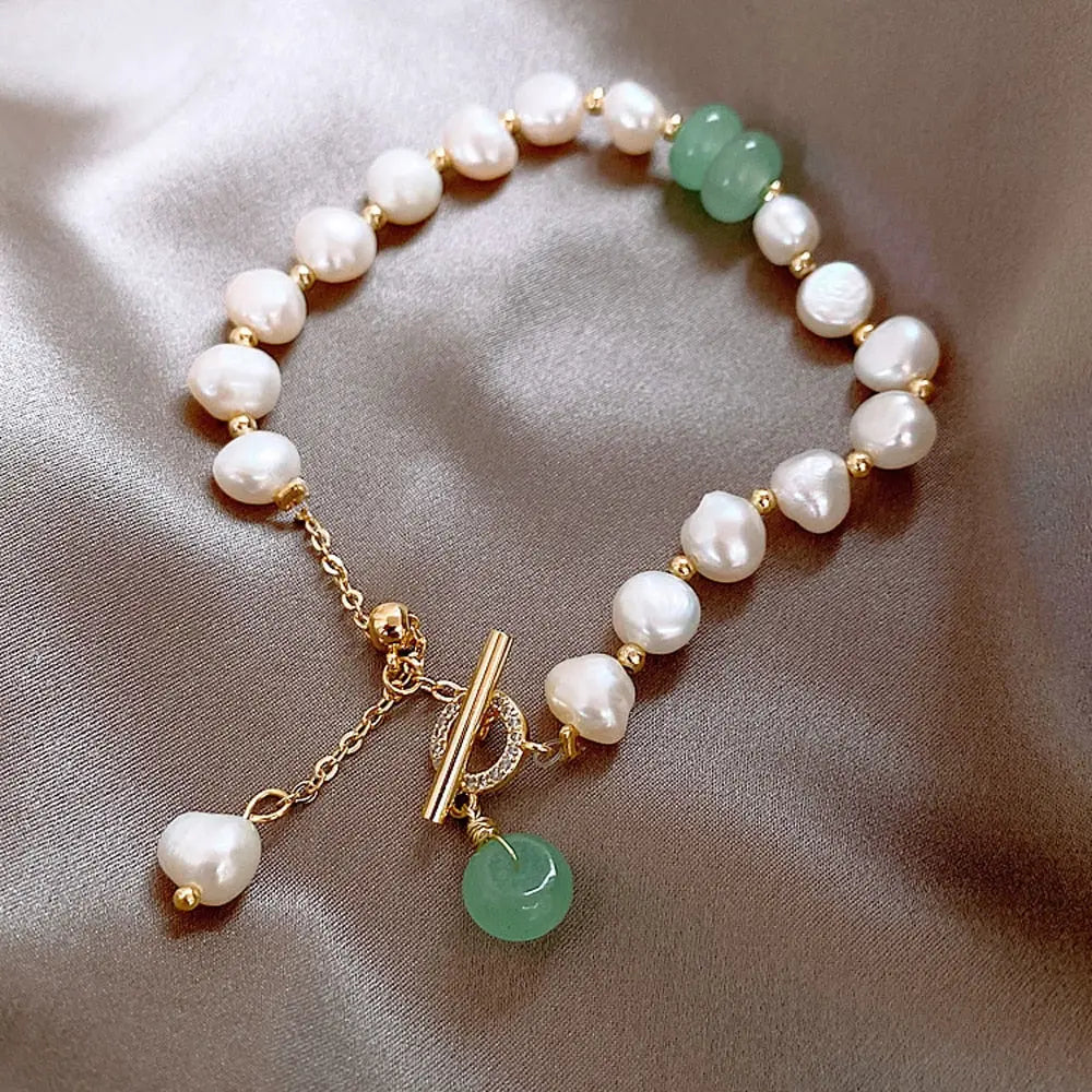JADORA | Bracelet Crafted with Natural Pearls and Jade