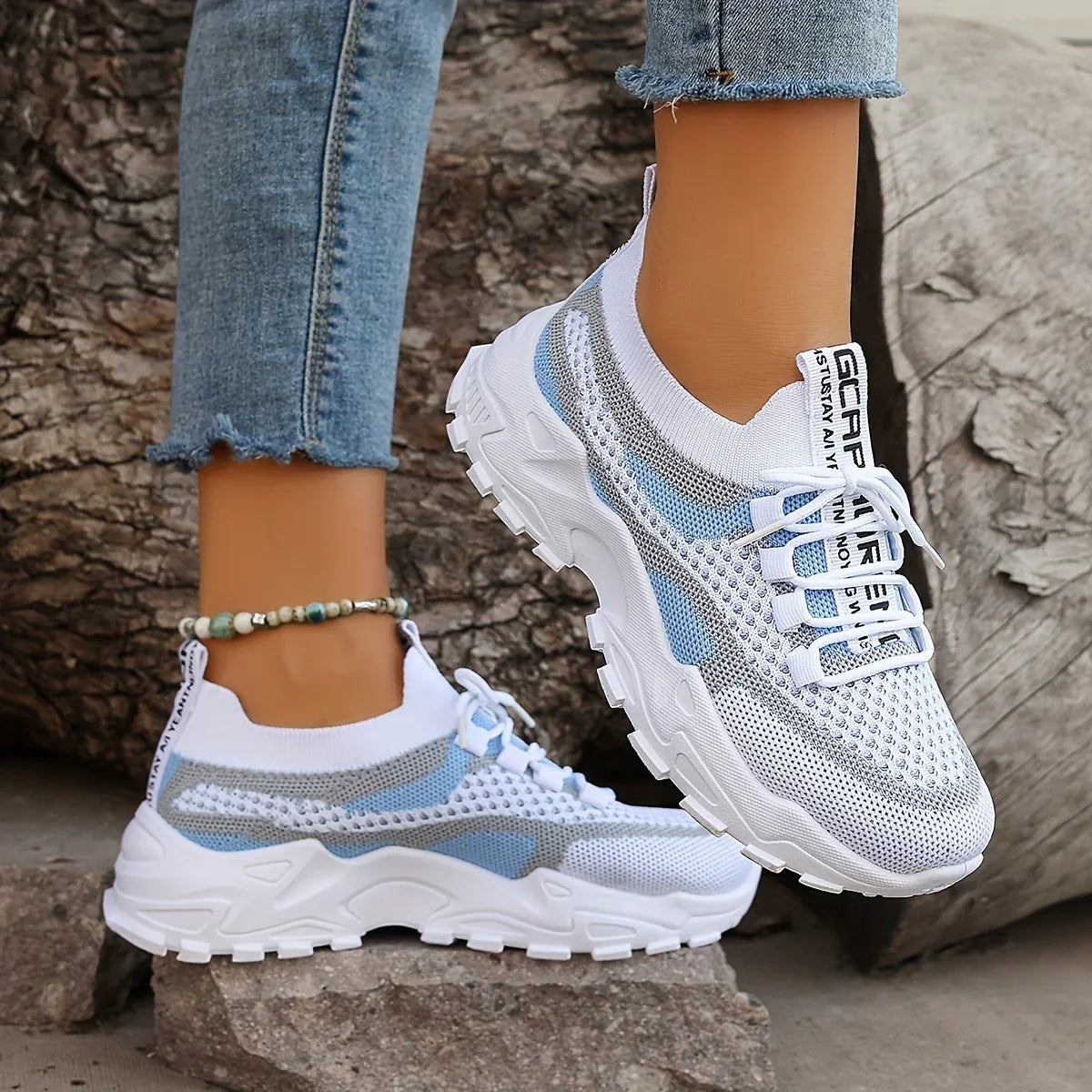 LEILA™ ORTHOPEDIC BREATHABLE LACE-UP MESH SNEAKERS