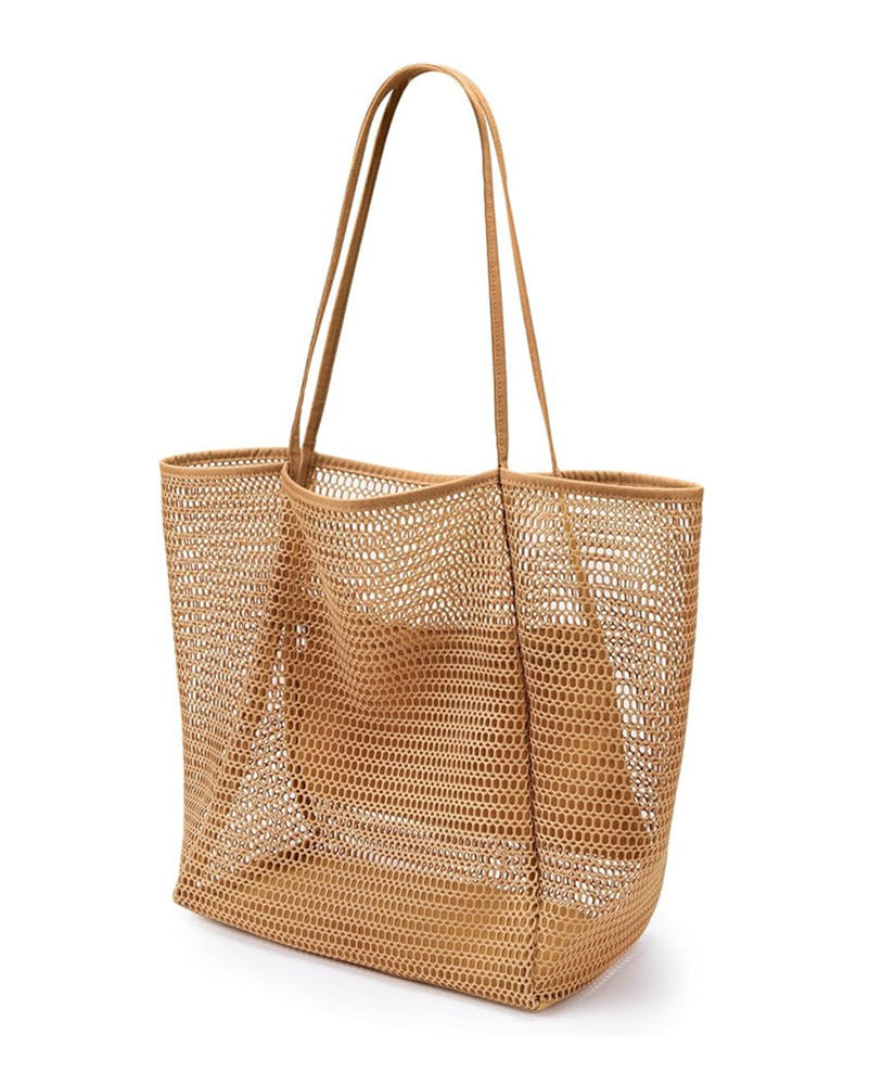 Spacious Boho Mesh Beach Tote Bag