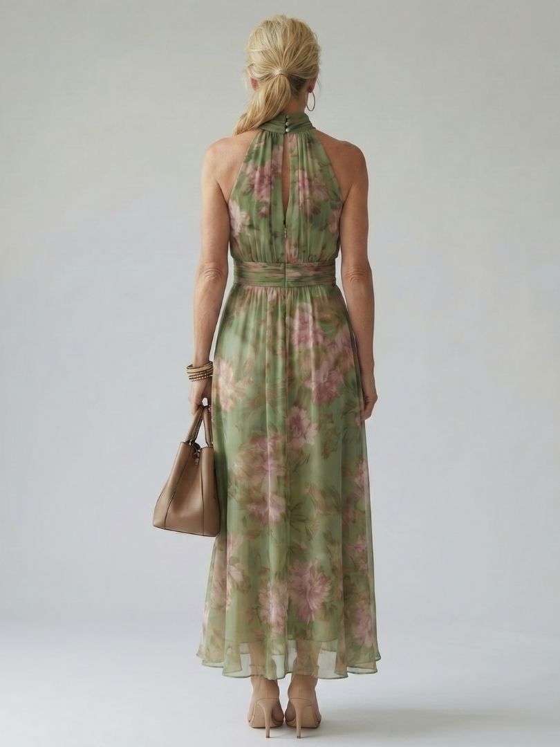 Mirelle | Halter Midi Dress with Gathered Design
