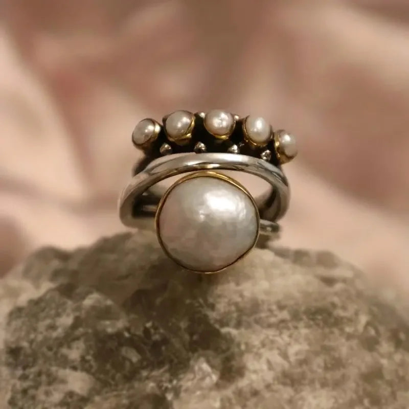 AURELIA | Set of Layered Pearl Rings