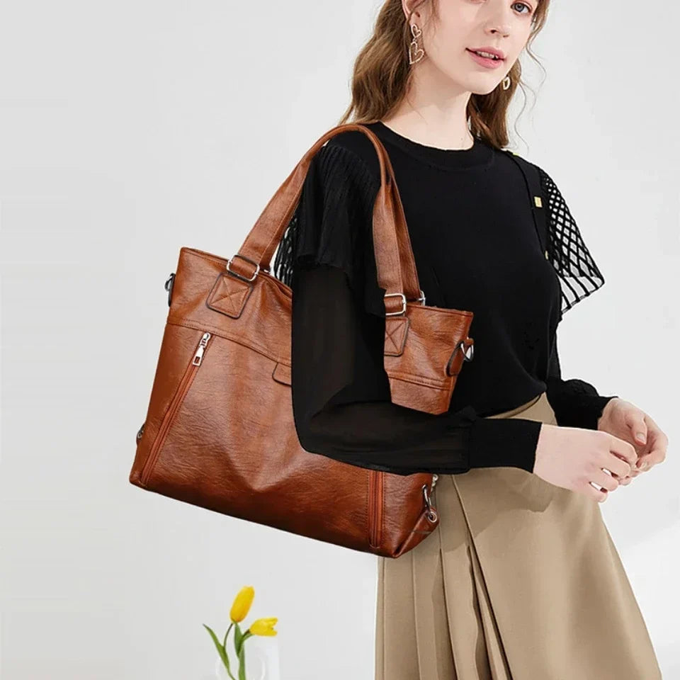 Vintage-Inspired Shoulder Tote Bag