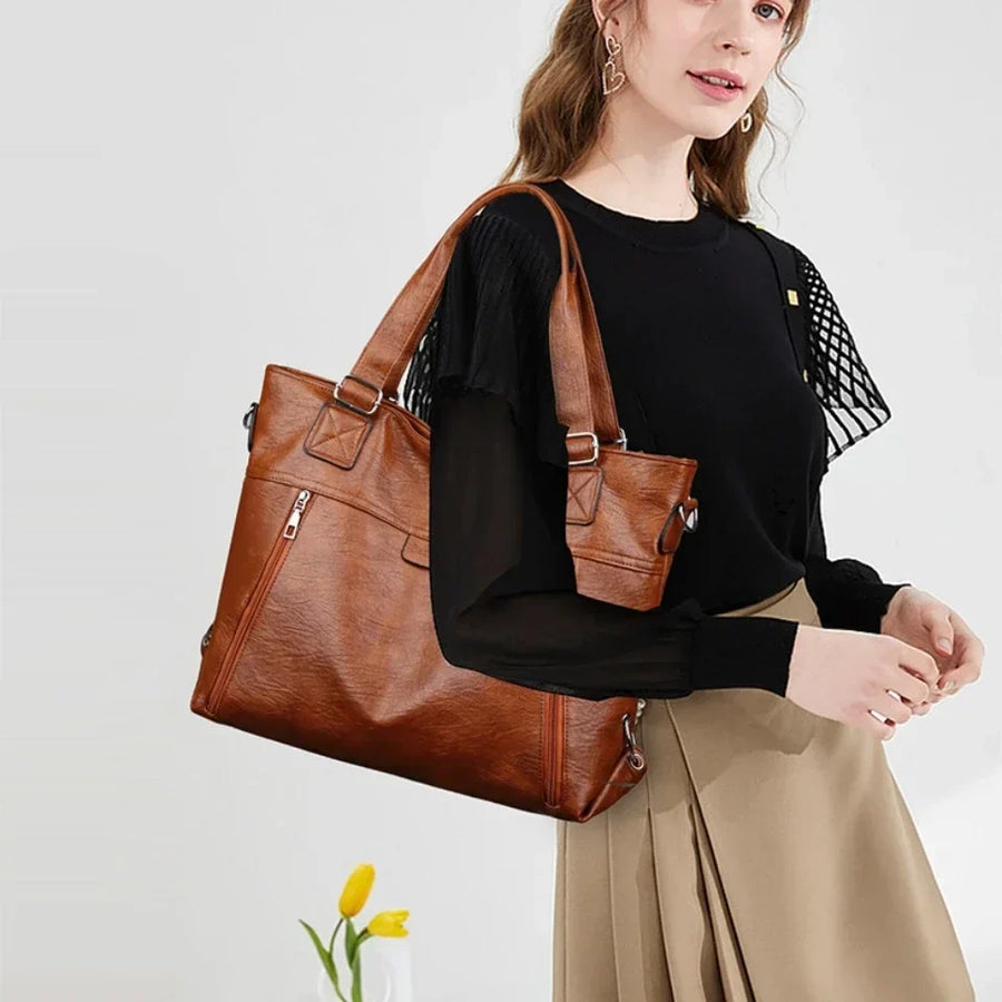 Vintage-Inspired Shoulder Tote Bag