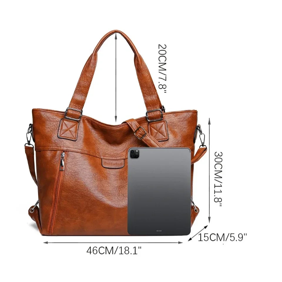 Vintage-Inspired Shoulder Tote Bag