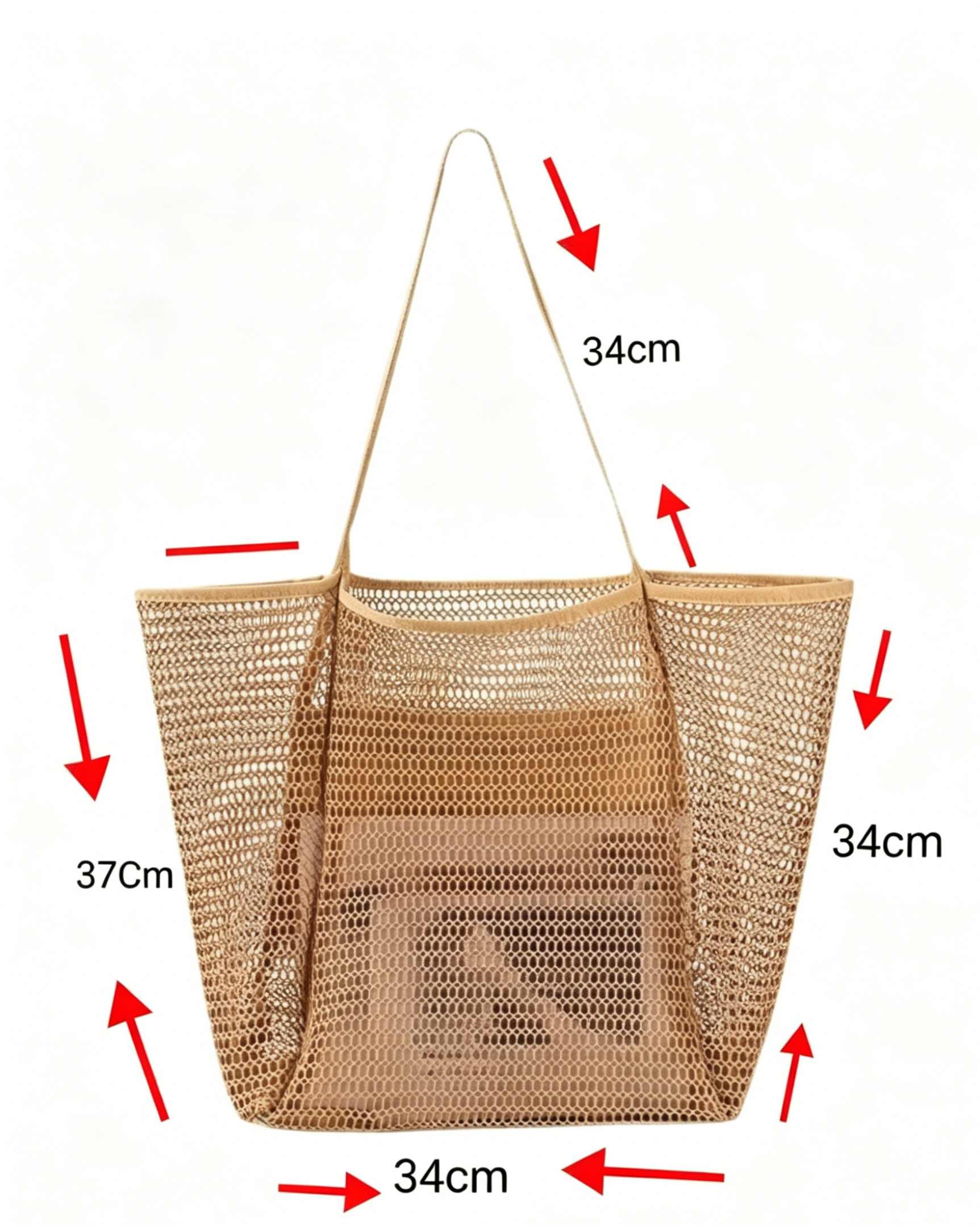 Spacious Boho Mesh Beach Tote Bag