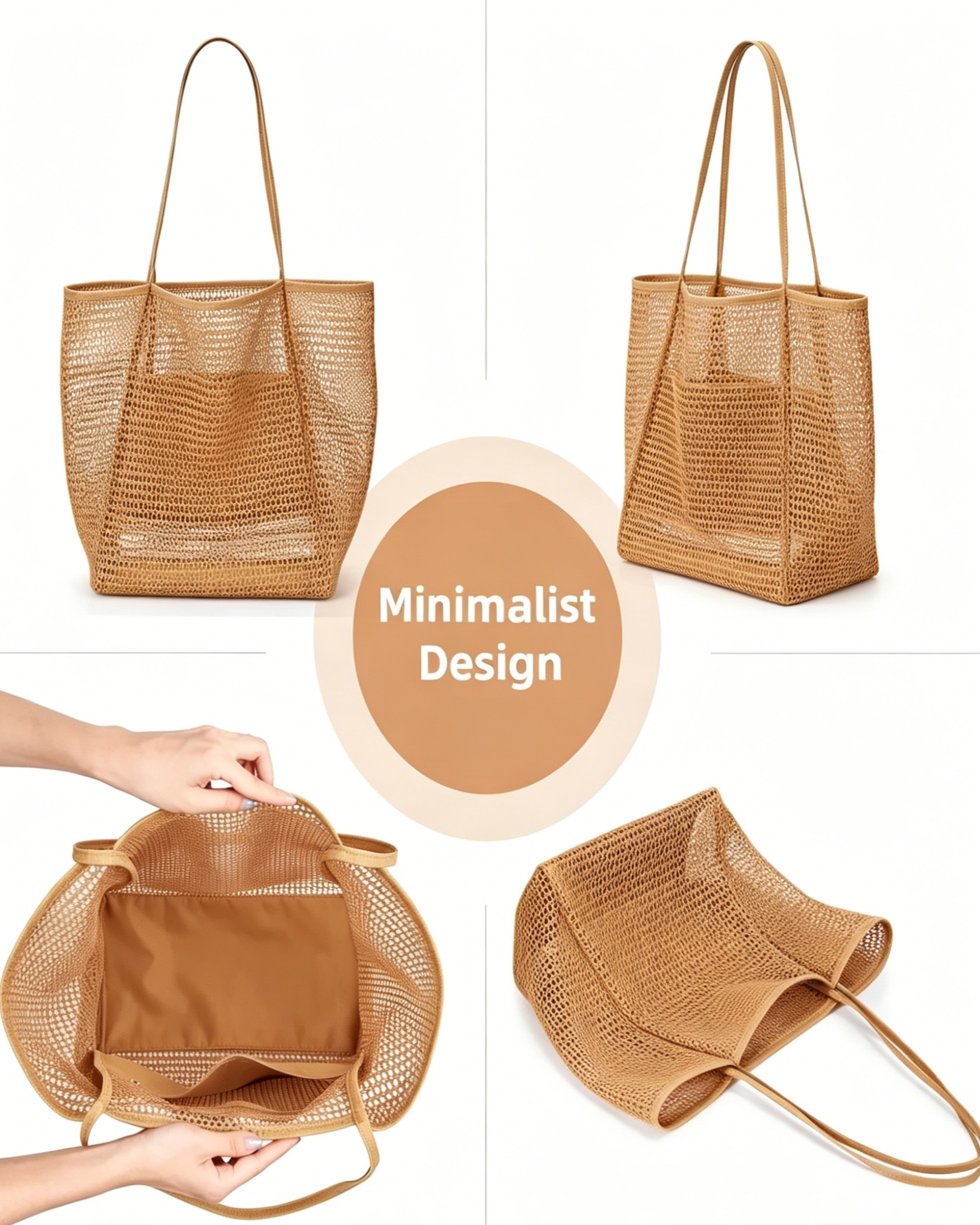 Spacious Boho Mesh Beach Tote Bag