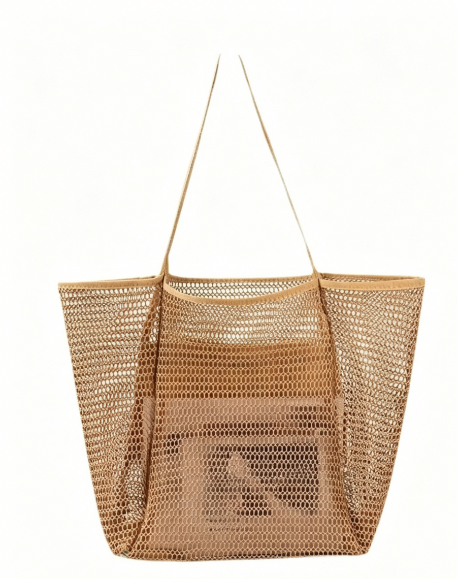 Spacious Boho Mesh Beach Tote Bag