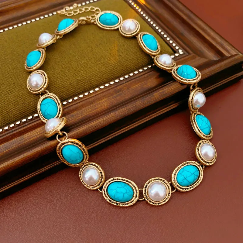 TURQUESSA | Vintage Turquoise Pearl Jewelry Set