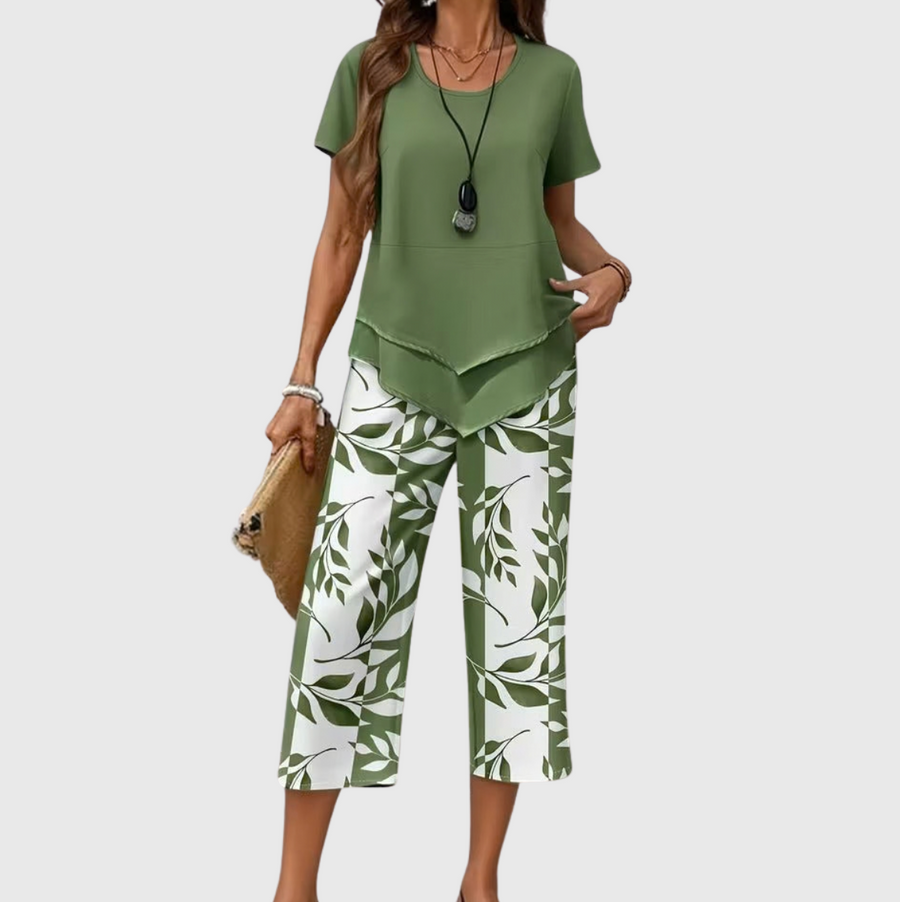 Arvessa™ | Relaxed Leaf Pattern Two-Piece Ensemble