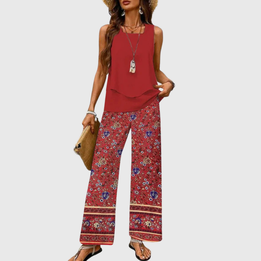 Ovelynra™ | Sleeveless Top & Wide-Leg Pants Ensemble