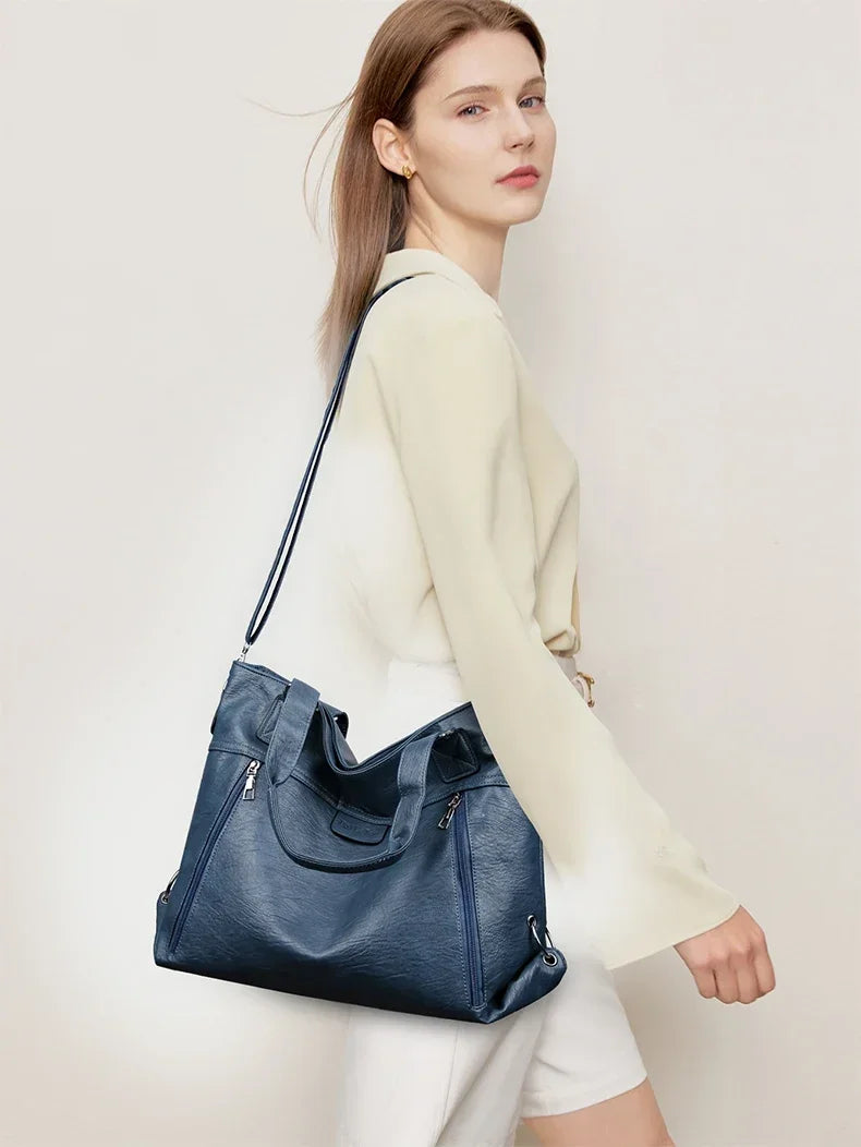 Vintage-Inspired Shoulder Tote Bag