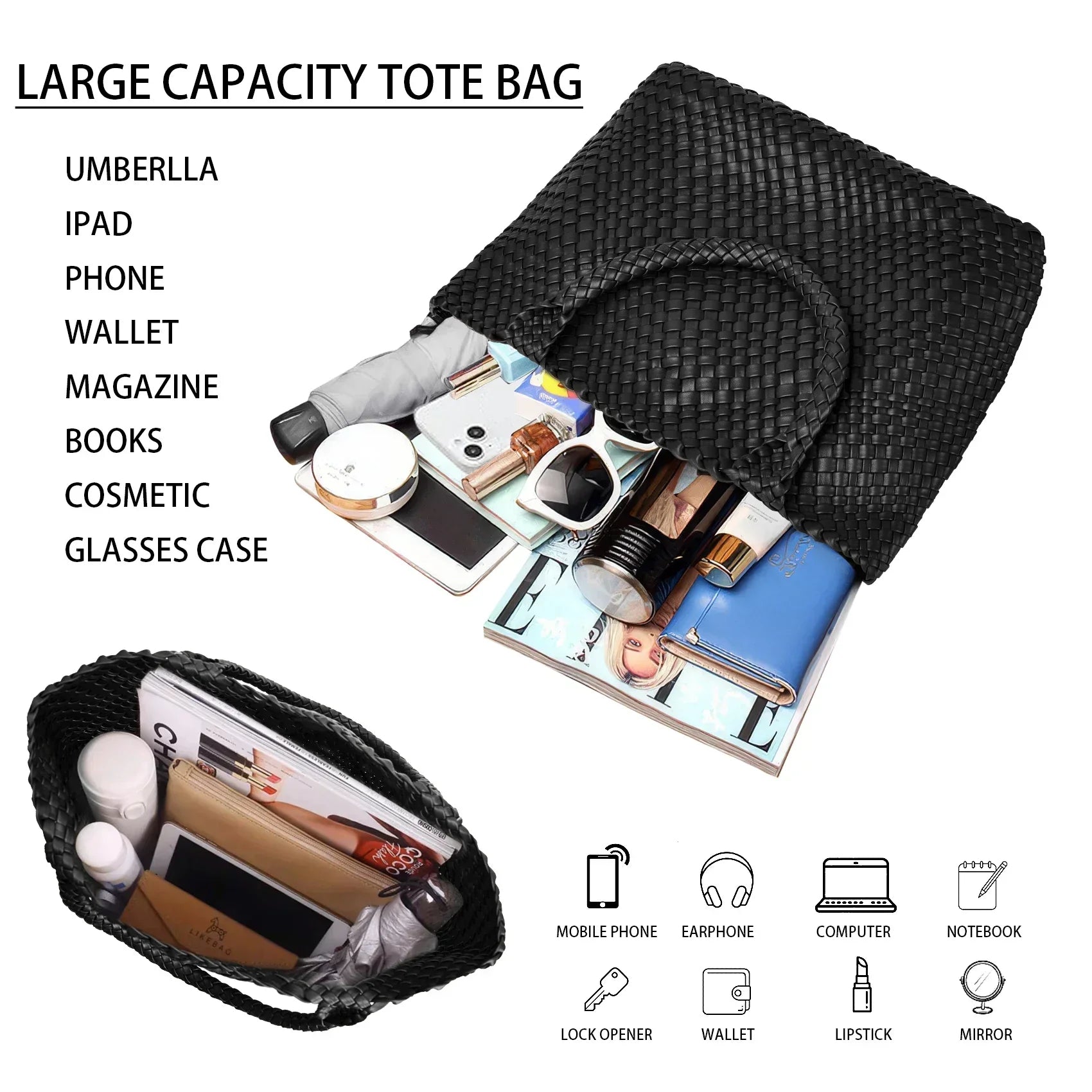 Lana Eco-Friendly Handwoven Vegan Leather Tote