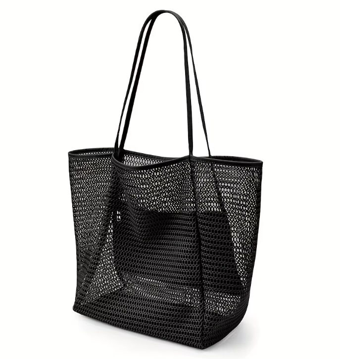 Spacious Boho Mesh Beach Tote Bag