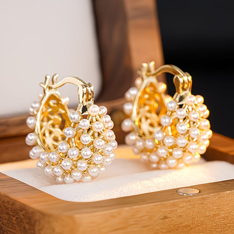 MONROE | Statement Chunky Pearl Hoop Earrings