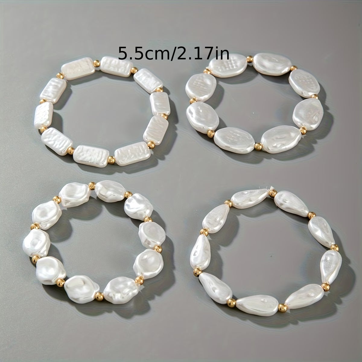 VALORA | Set of 4 Pearl Statement Bracelets