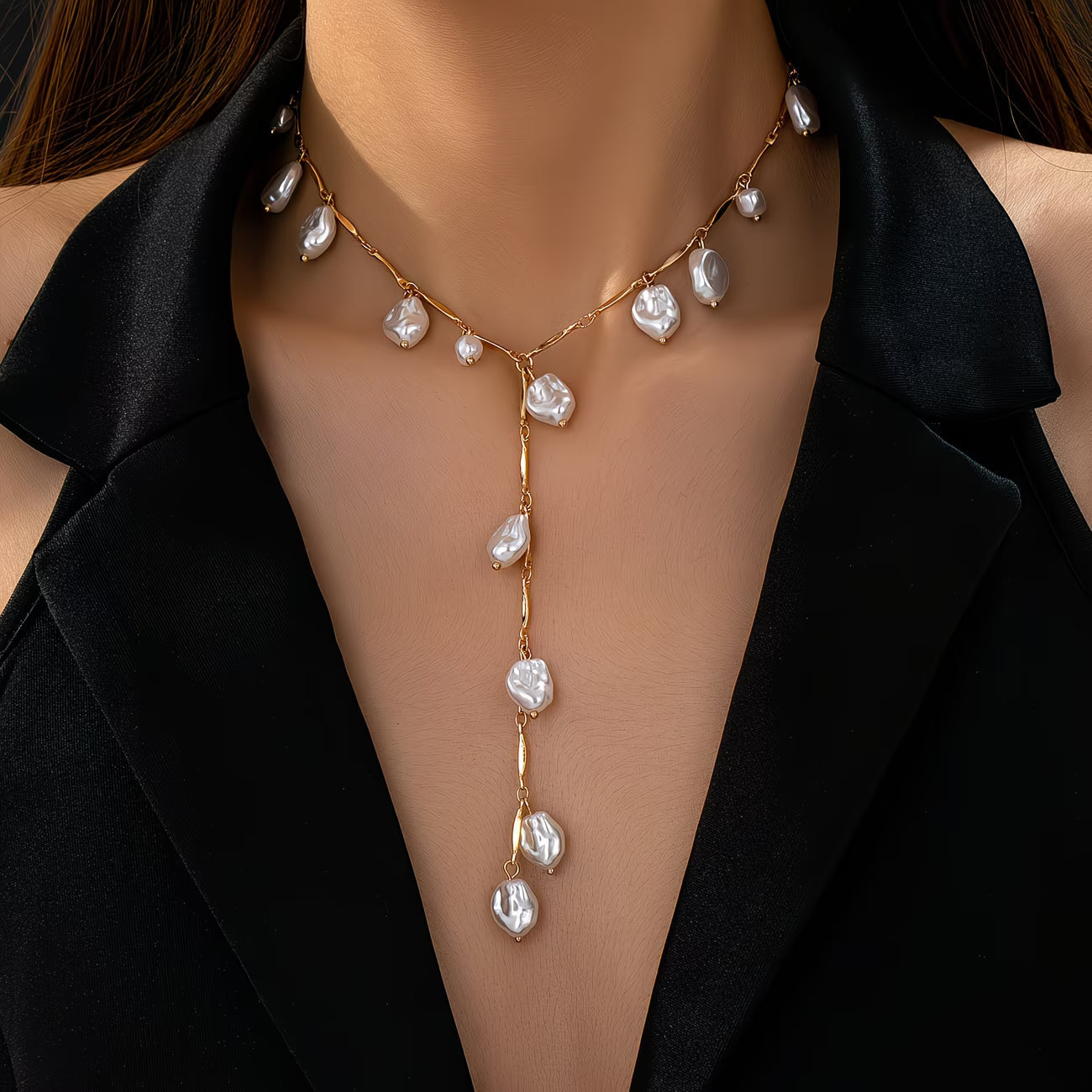 SELENE | ENCHANTING PEARL WATERFALL NECKLACE