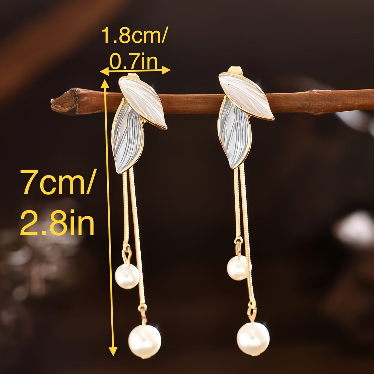 LORELEI | Elegant Long Pearl Leaf Earrings
