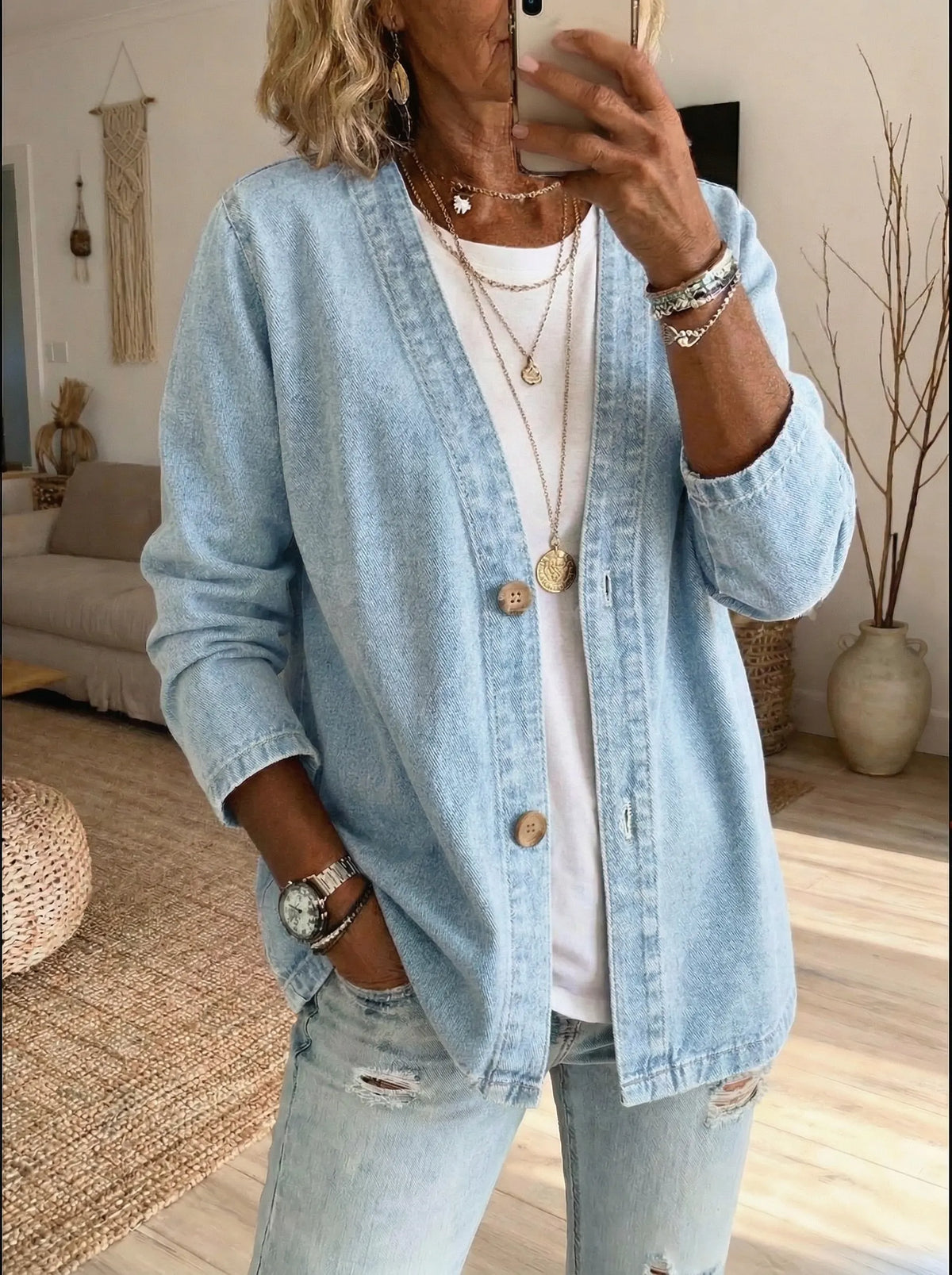 Denim Classic Button Coat