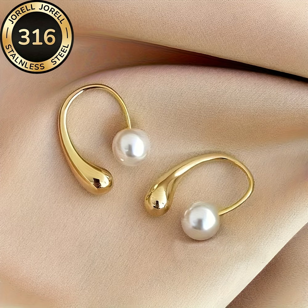 ELARA | Sleek Arc Pearl Earrings