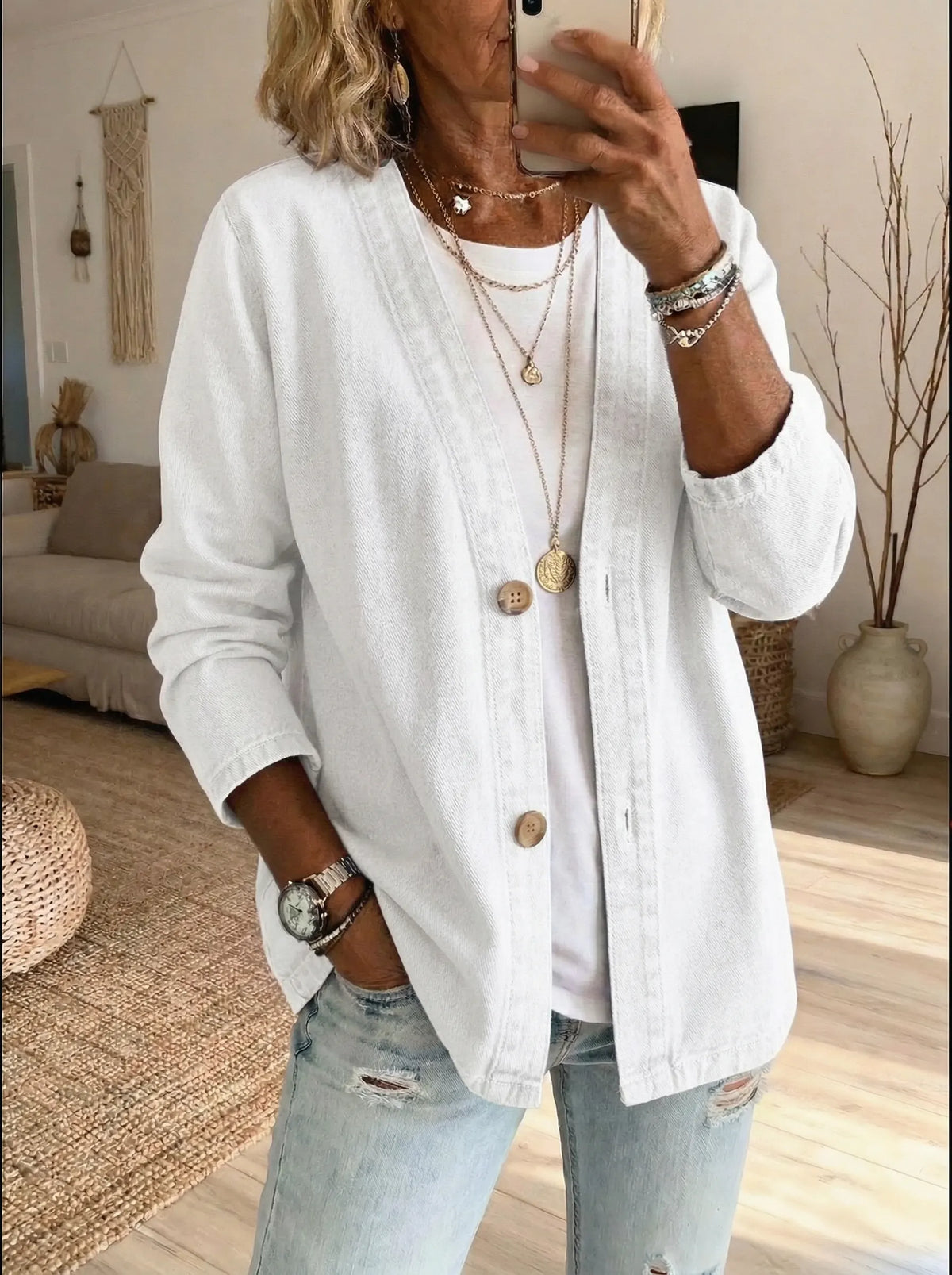Denim Classic Button Coat